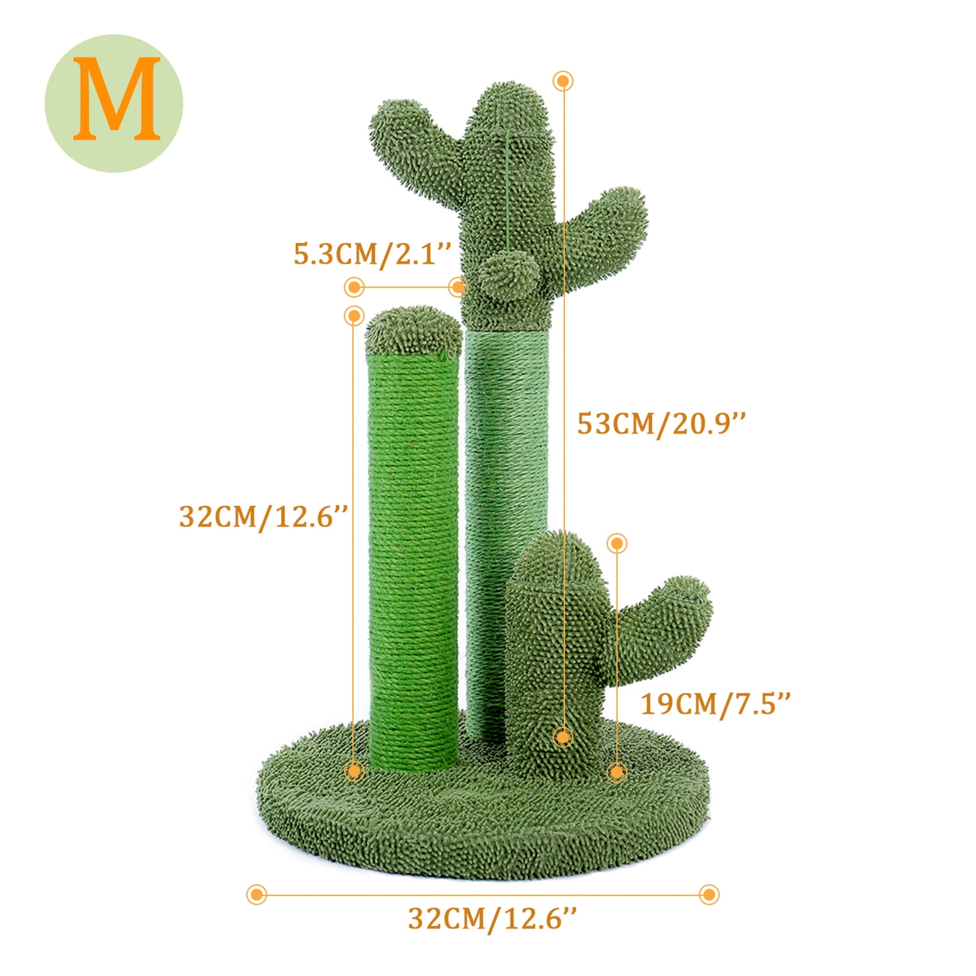 23" Cactus Cat Scratching Posts Medium Sisal Cat Scratcher,Green